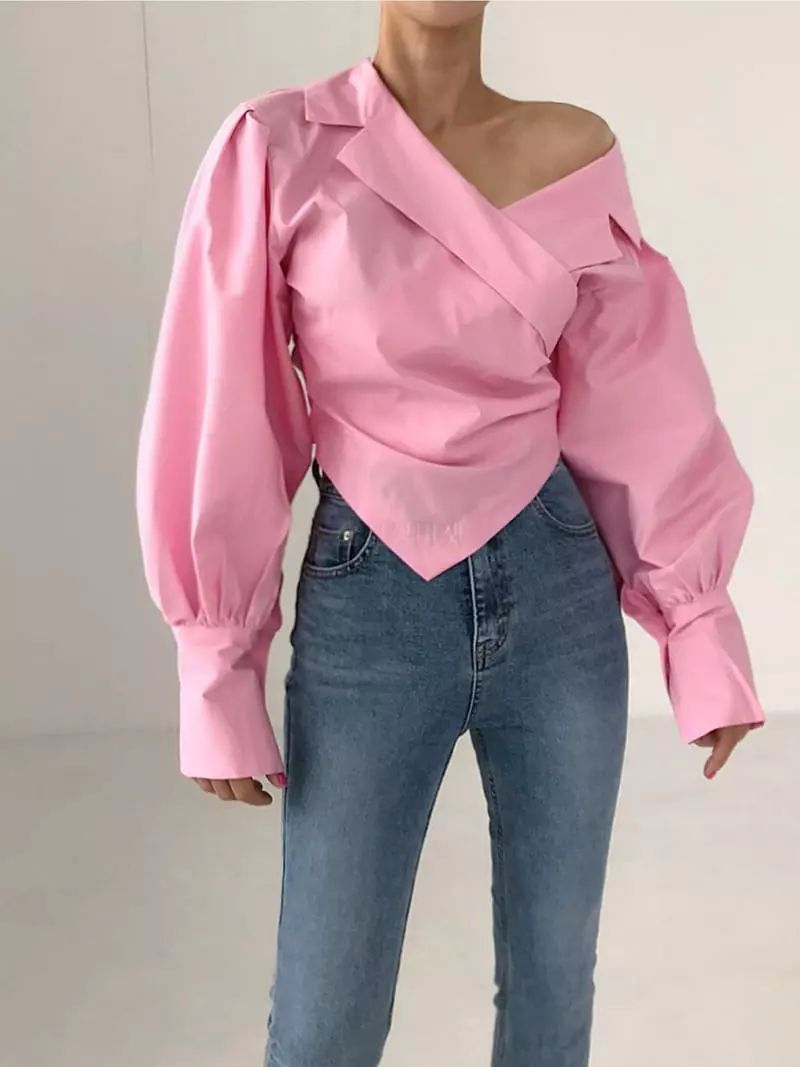 Twomoon - Korean Women Fashion - #momslook - Unbal Wrap Blouse