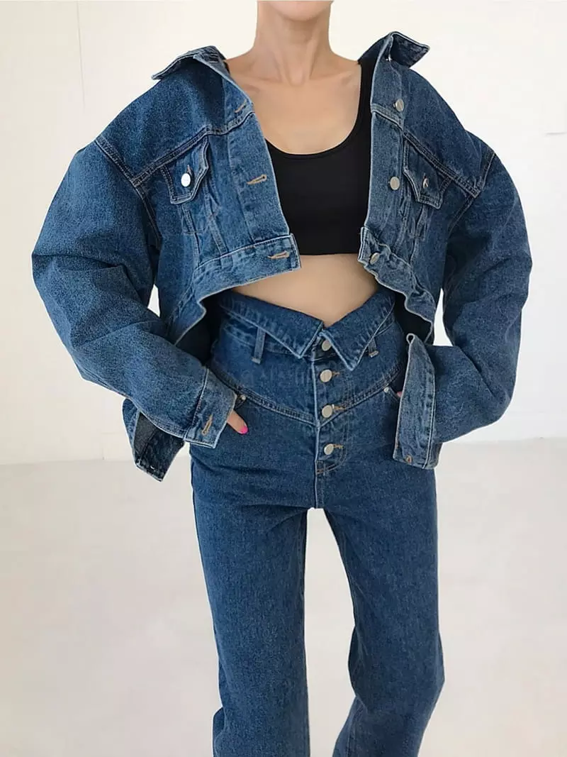 Twomoon - Korean Women Fashion - #womensfashion - Under Denim Jacket - 4