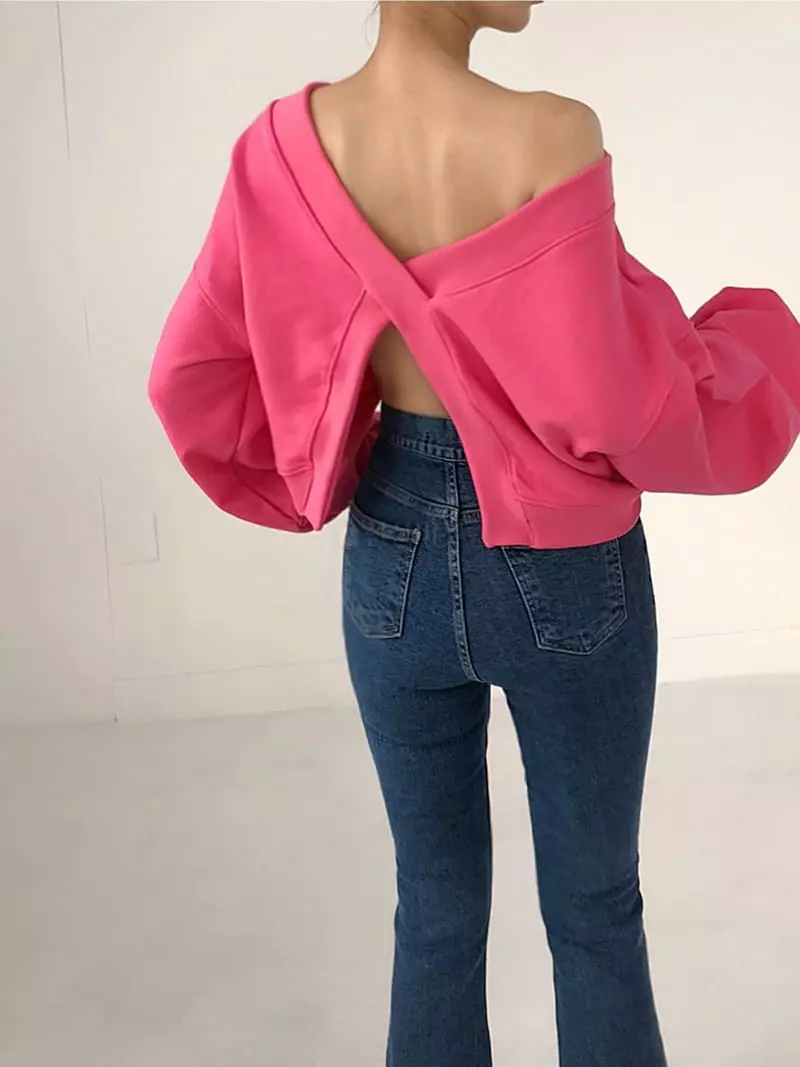 Twomoon - Korean Women Fashion - #momslook - Us Back Slit Sweatshirt - 5