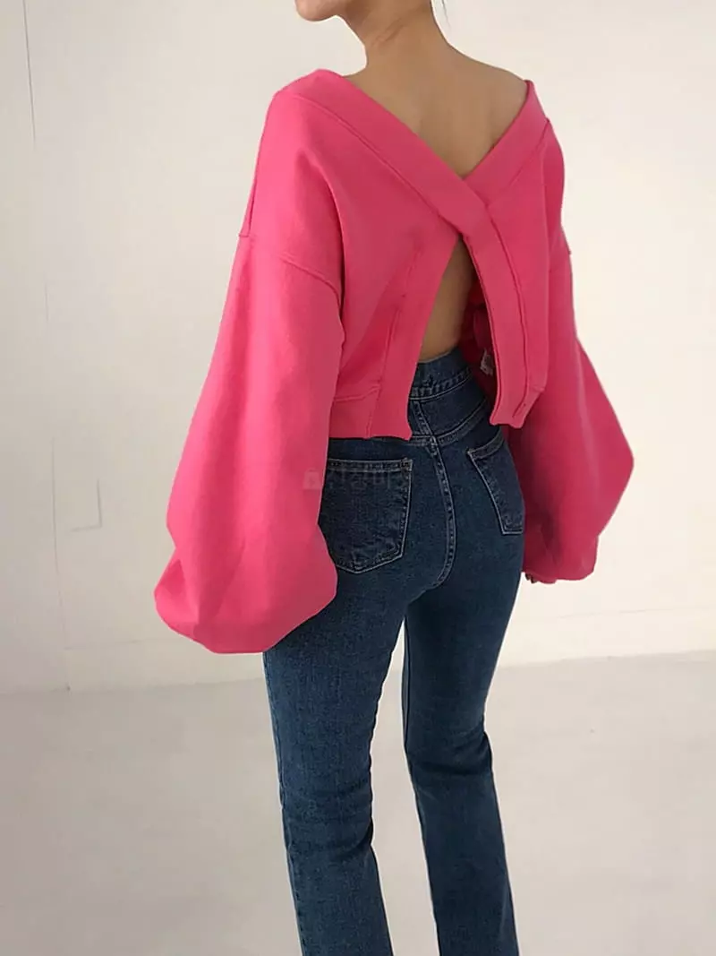 Twomoon - Korean Women Fashion - #momslook - Us Back Slit Sweatshirt - 7