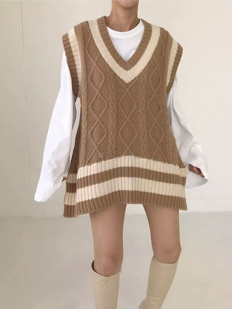 Twomoon - Korean Women Fashion - #momslook - Argyle Knit Vest