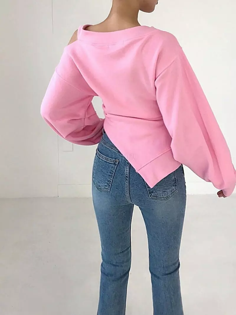 Twomoon - Korean Women Fashion - #momslook - V Slit Sweatshirt