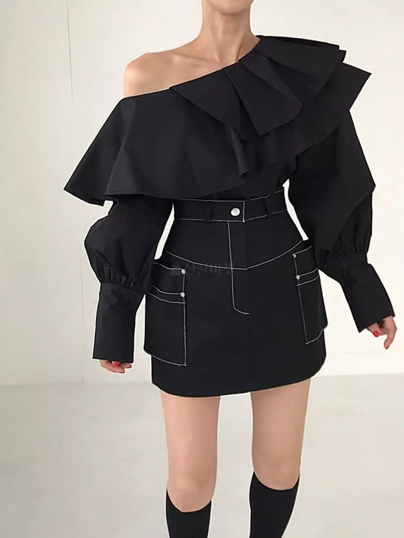 Twomoon - Korean Women Fashion - #pursuepretty - Lade Frill Blouse - 5