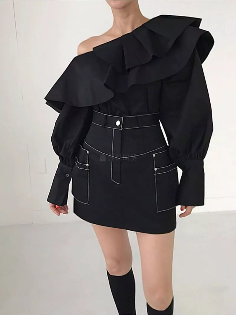 Twomoon - Korean Women Fashion - #romanticstyle - Lade Frill Blouse - 7