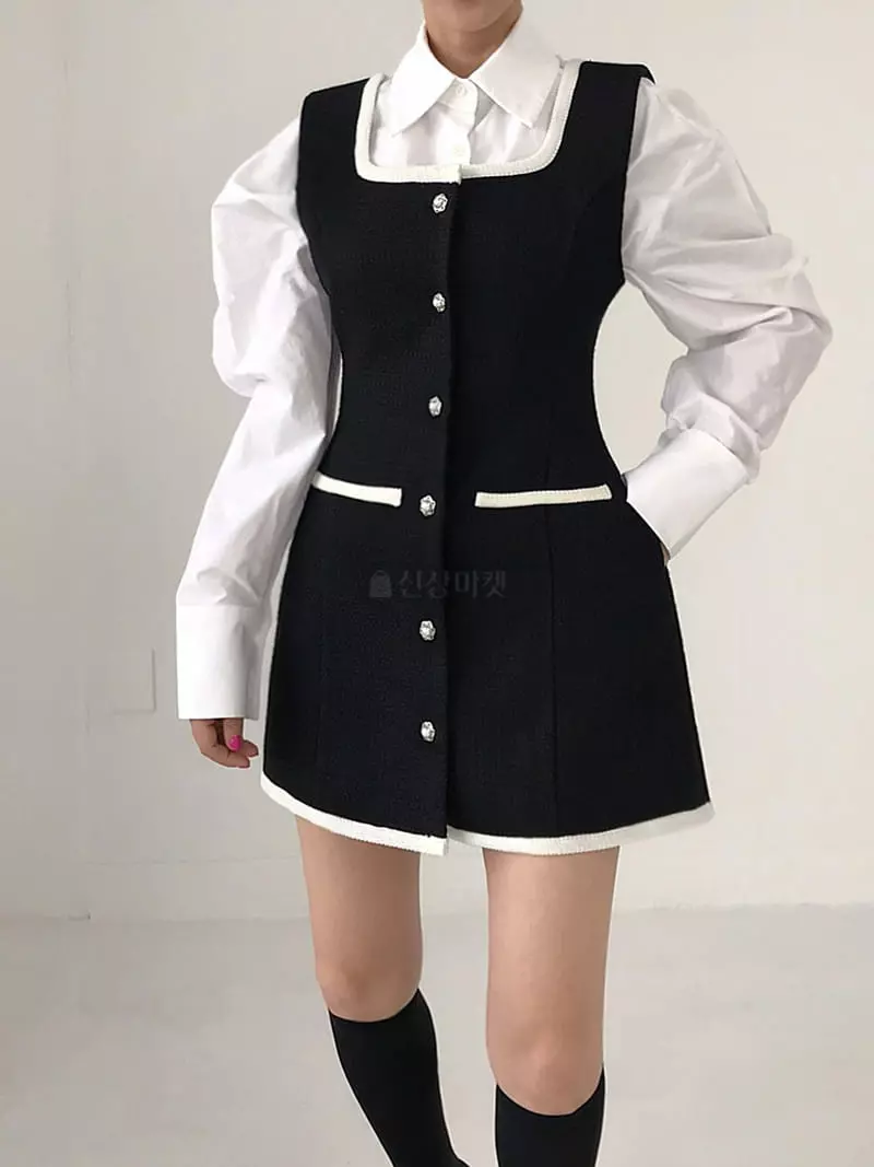 Twomoon - Korean Women Fashion - #thatsdarling - Fring Twid One-piece - 3