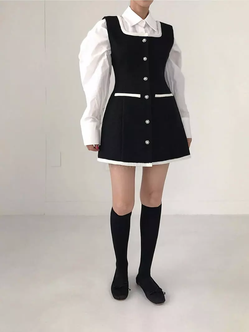 Twomoon - Korean Women Fashion - #thatsdarling - Fring Twid One-piece - 4