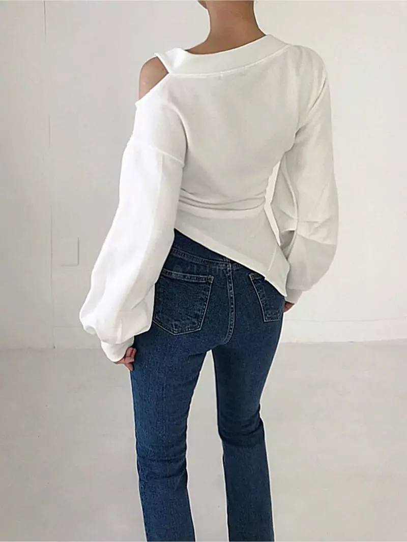 Twomoon - Korean Women Fashion - #vintagekidsstyle - V Slit Sweatshirt - 6