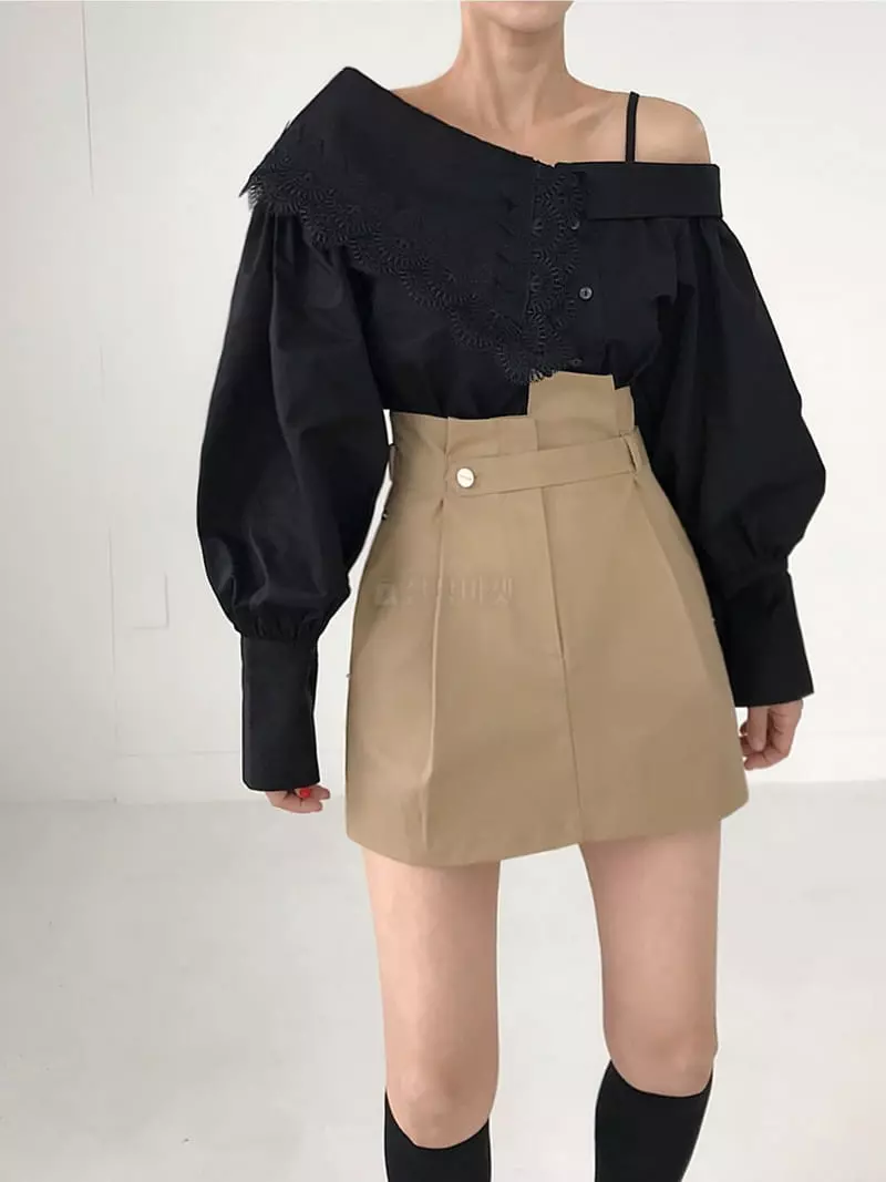 Twomoon - Korean Women Fashion - #vintagekidsstyle - Lay Collar Blouse - 5