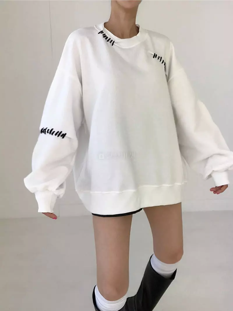 Twomoon - Korean Women Fashion - #womensfashion - Tonton Stitch Sweatshirt - 2