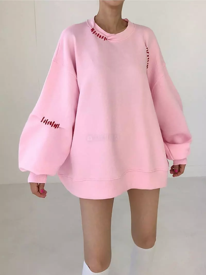 Twomoon - Korean Women Fashion - #momslook - Tonton Stitch Sweatshirt - 4