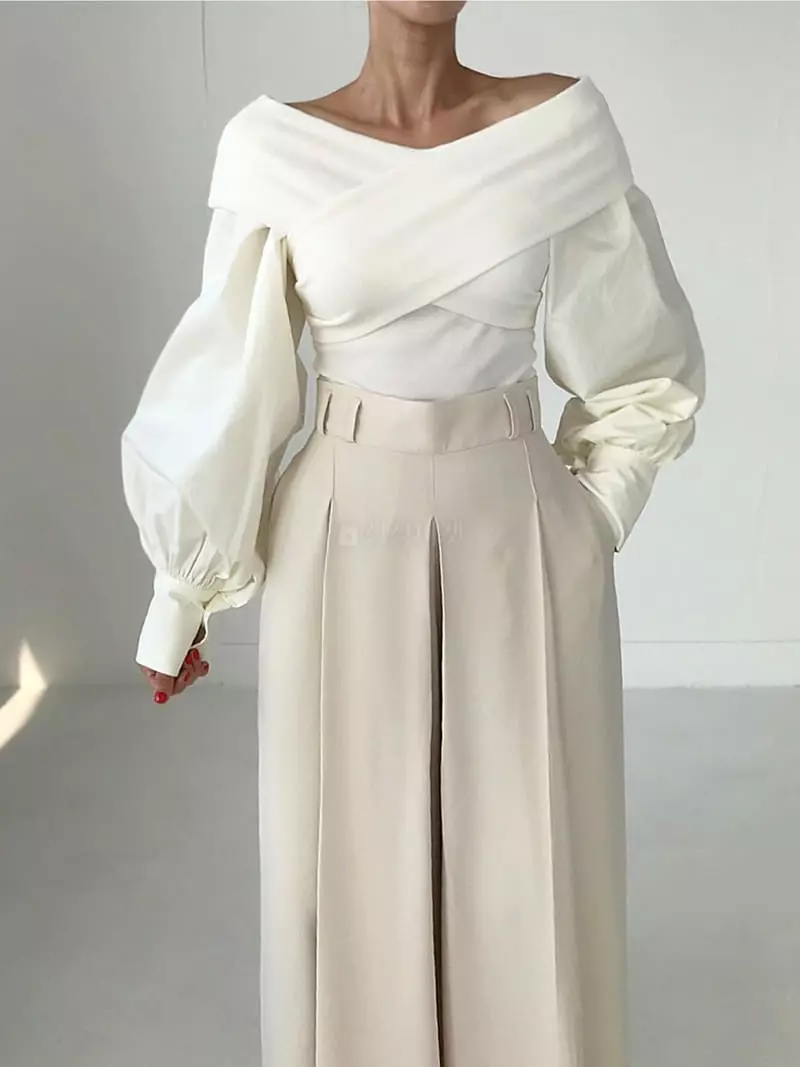 Twomoon - Korean Women Fashion - #womensfashion - X Drape Blouse