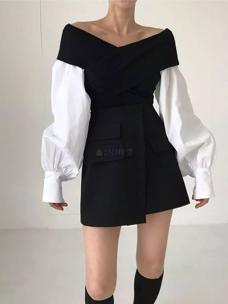 Twomoon - Korean Women Fashion - #womensfashion - X Drape Blouse - 5