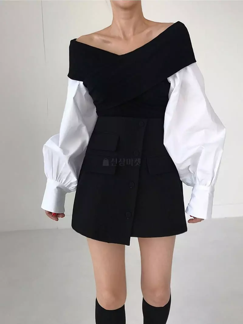 Twomoon - Korean Women Fashion - #womensfashion - X Drape Blouse - 7