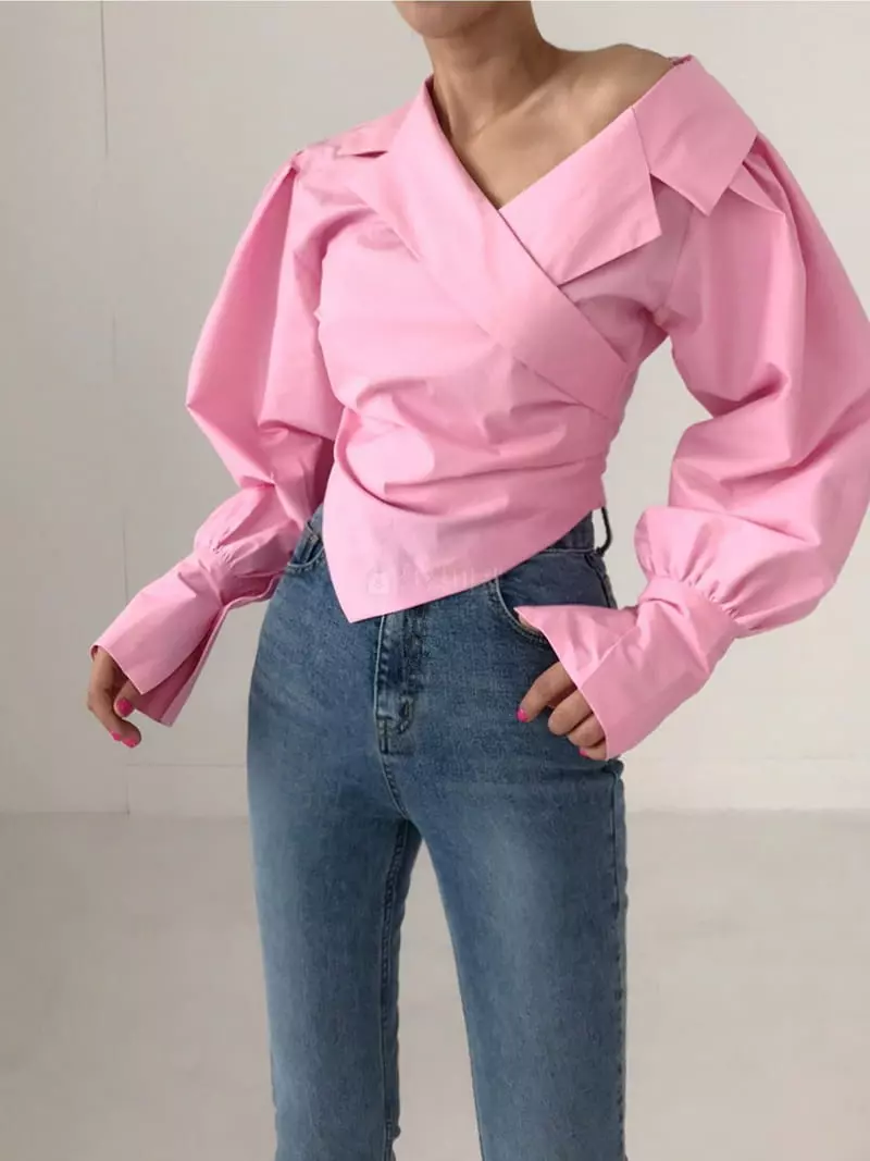 Twomoon - Korean Women Fashion - #womensfashion - Unbal Wrap Blouse - 2