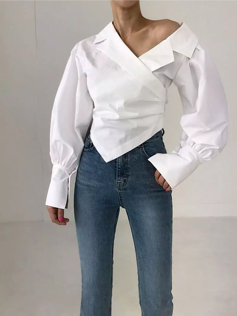 Twomoon - Korean Women Fashion - #womensfashion - Unbal Wrap Blouse - 6