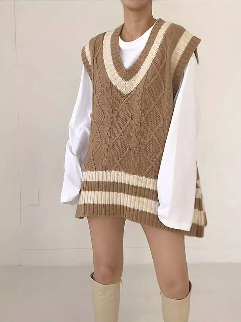Twomoon - Korean Women Fashion - #womensfashion - Argyle Knit Vest - 6