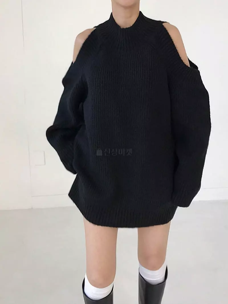 Twomoon - Korean Women Fashion - #womensfashion - Shoulder Slit Knit Tee