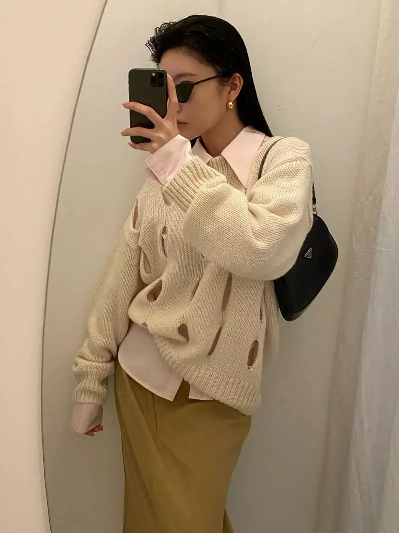 Unbound - Korean Women Fashion - #shopsmall - Slit Knit Tee