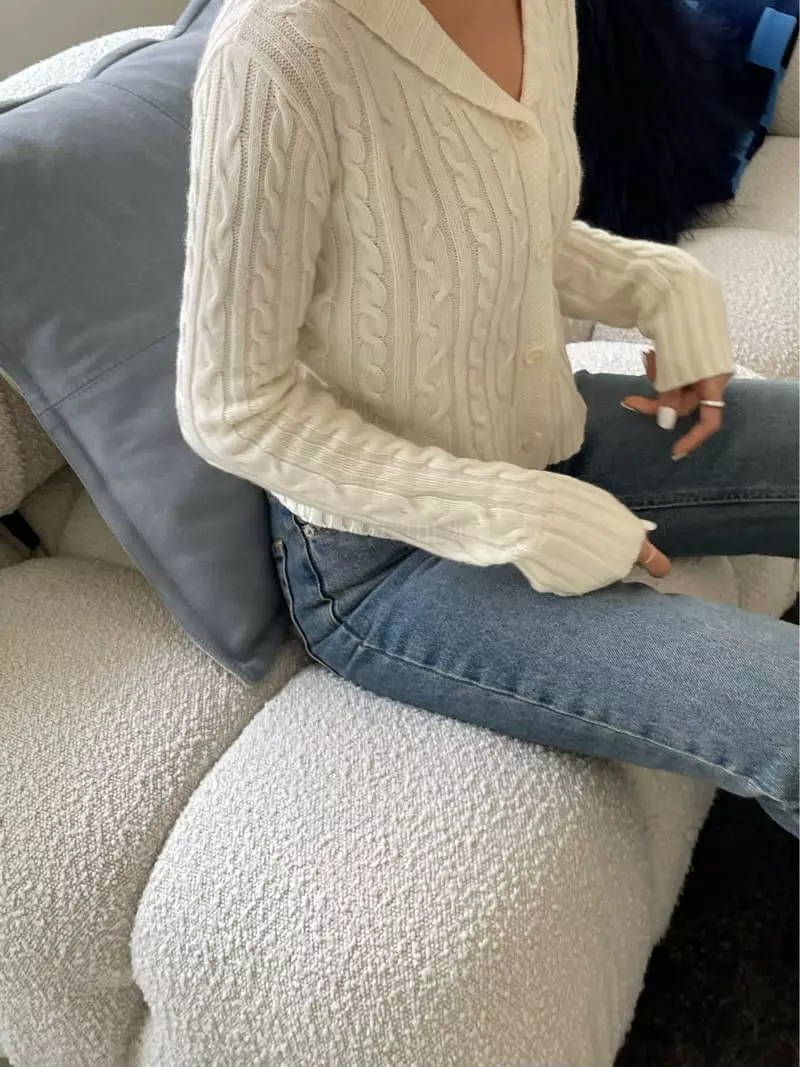 Und - Korean Women Fashion - #momslook - Collar Twist Cardigan