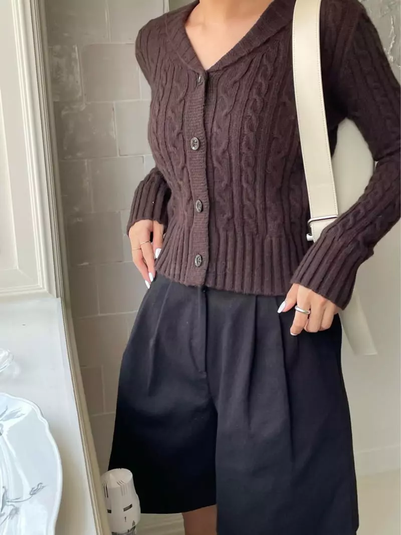 Und - Korean Women Fashion - #momslook - Collar Twist Cardigan - 3
