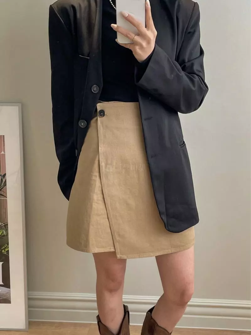 Und - Korean Women Fashion - #momslook - Wrap Mini Skirt - 2