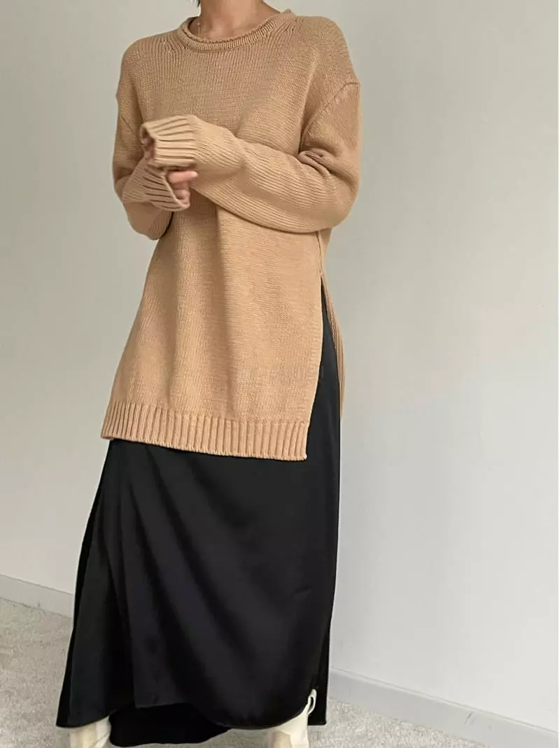 Und - Korean Women Fashion - #womensfashion - Slit Knit Tee - 3
