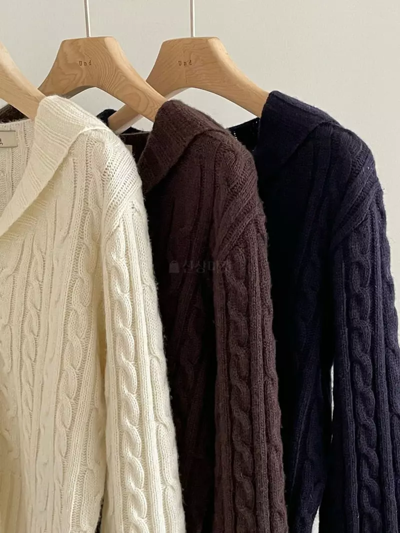Und - Korean Women Fashion - #momslook - Collar Twist Cardigan - 4