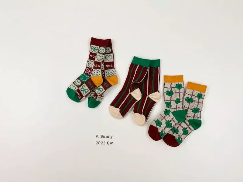 V Bunny - Korean Children Fashion - #Kfashion4kids - Yes Socks Set - 8