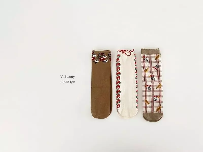 V Bunny - Korean Children Fashion - #childofig - Nung Col Socks Set - 6