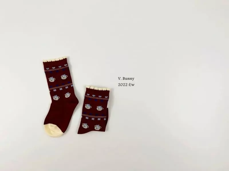 V Bunny - Korean Children Fashion - #childofig - Heart B Socks Set - 5