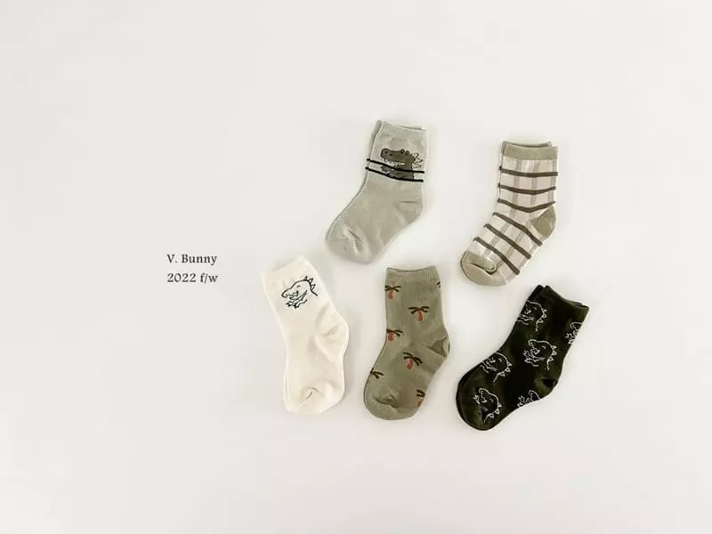V Bunny - Korean Children Fashion - #childrensboutique - Dino Socks Set - 9
