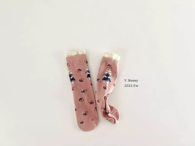 V Bunny - Korean Children Fashion - #childofig - Lace Flower Socks Set - 4