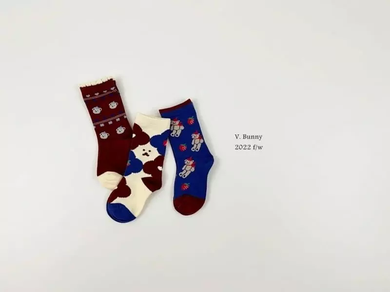 V Bunny - Korean Children Fashion - #childrensboutique - Heart B Socks Set - 6