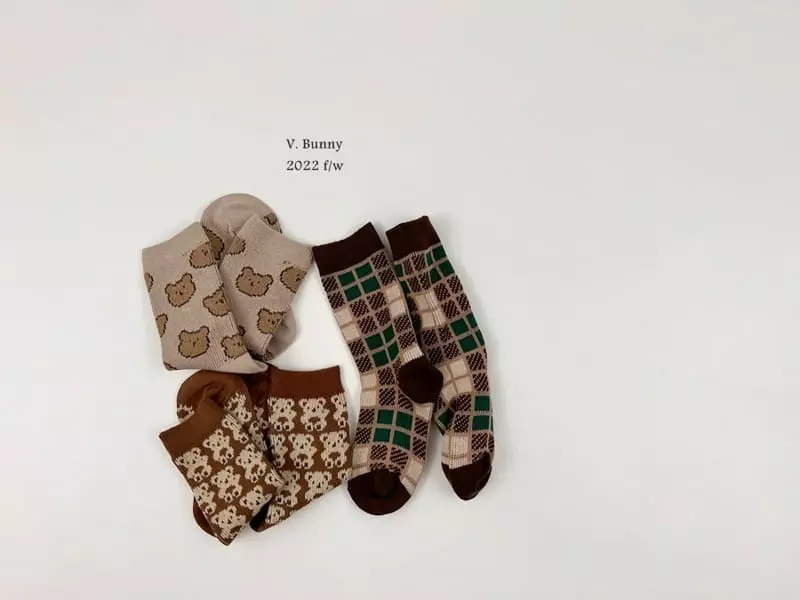 V Bunny - Korean Children Fashion - #childrensboutique - Bears Socks Set - 9