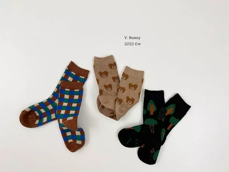V Bunny - Korean Children Fashion - #childrensboutique - Tree Socks Set - 2