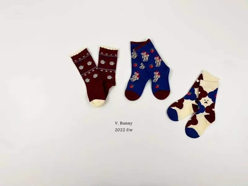 V Bunny - Korean Children Fashion - #designkidswear - Heart B Socks Set - 7