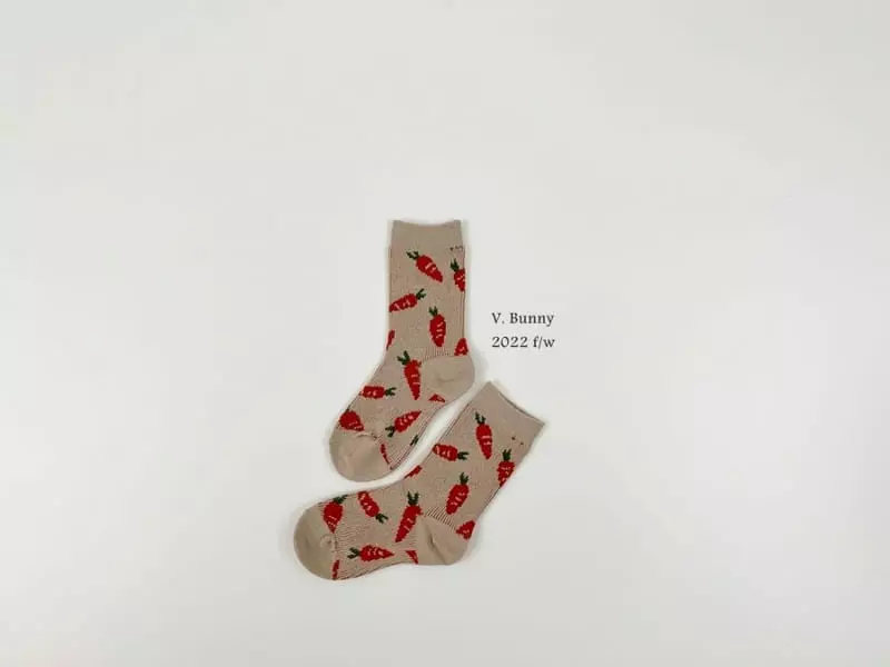 V Bunny - Korean Children Fashion - #designkidswear - Carrot Socks Set - 5