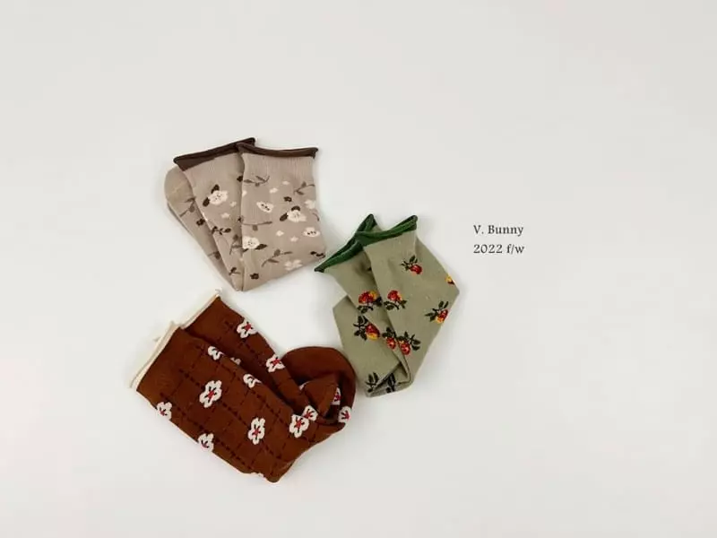 V Bunny - Korean Children Fashion - #designkidswear - Cherry Socks Set