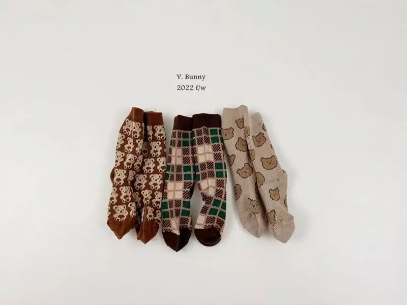 V Bunny - Korean Children Fashion - #designkidswear - Bears Socks Set - 10