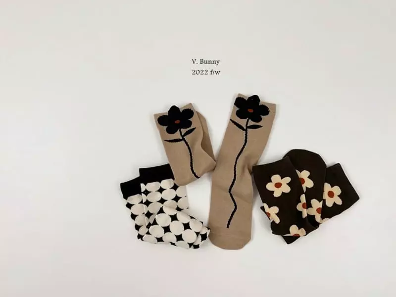 V Bunny - Korean Children Fashion - #designkidswear - Bam Flower Socks Set - 9
