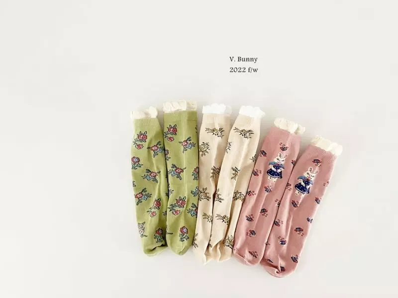 V Bunny - Korean Children Fashion - #discoveringself - Lace Flower Socks Set - 6
