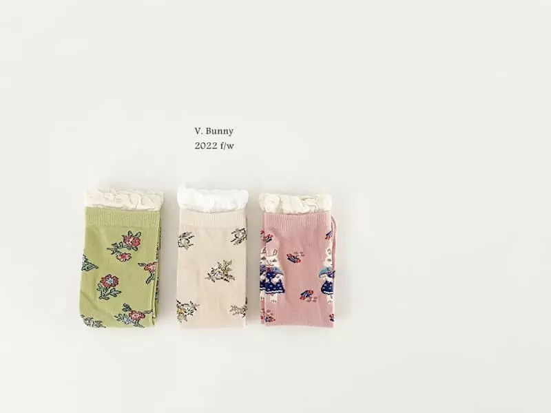 V Bunny - Korean Children Fashion - #fashionkids - Lace Flower Socks Set - 7