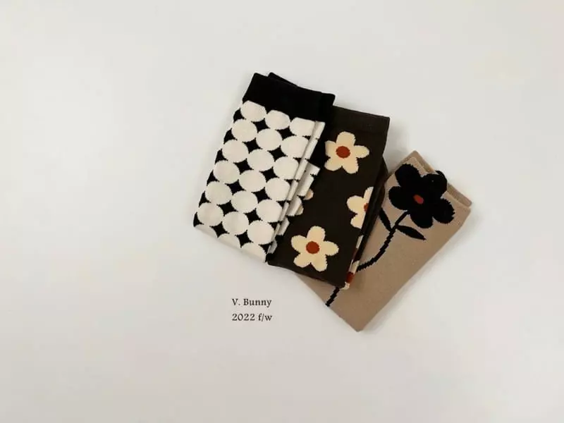 V Bunny - Korean Children Fashion - #fashionkids - Bam Flower Socks Set - 11