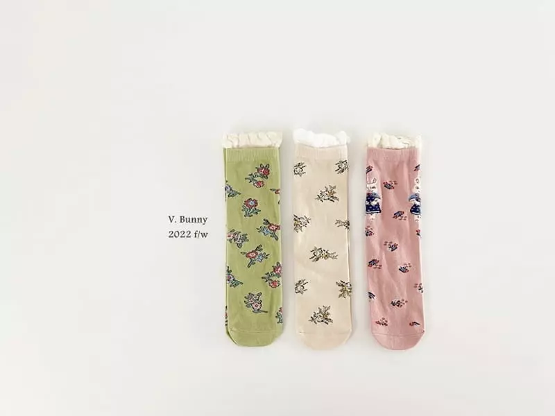 V Bunny - Korean Children Fashion - #kidsshorts - Lace Flower Socks Set - 8