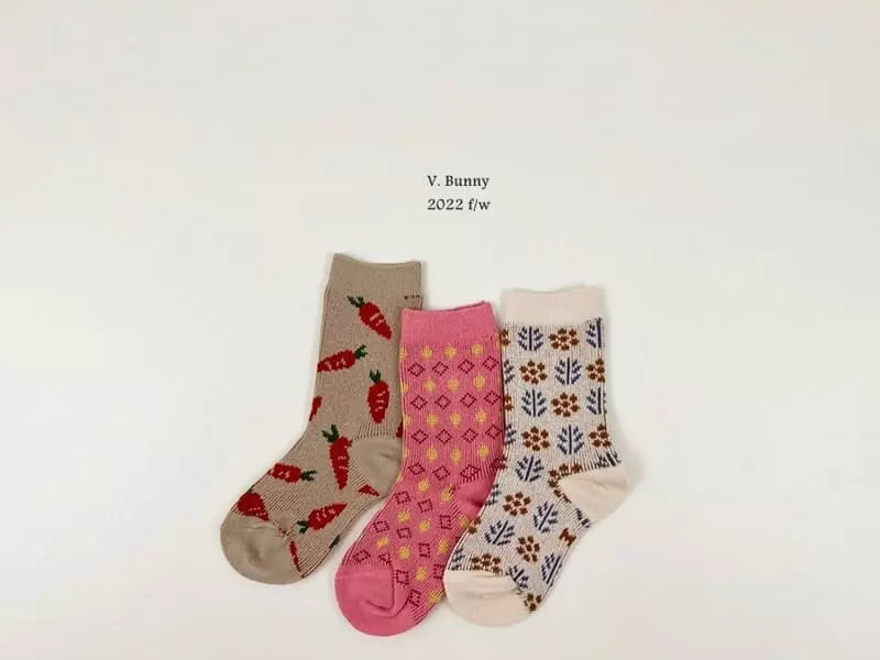 V Bunny - Korean Children Fashion - #kidsshorts - Carrot Socks Set - 8