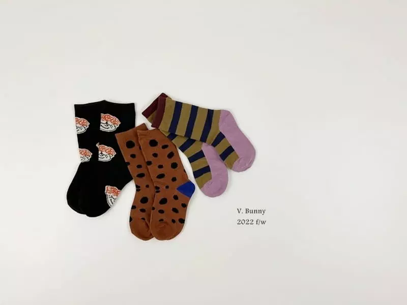 V Bunny - Korean Children Fashion - #kidsshorts - Freckle Socks Set - 6