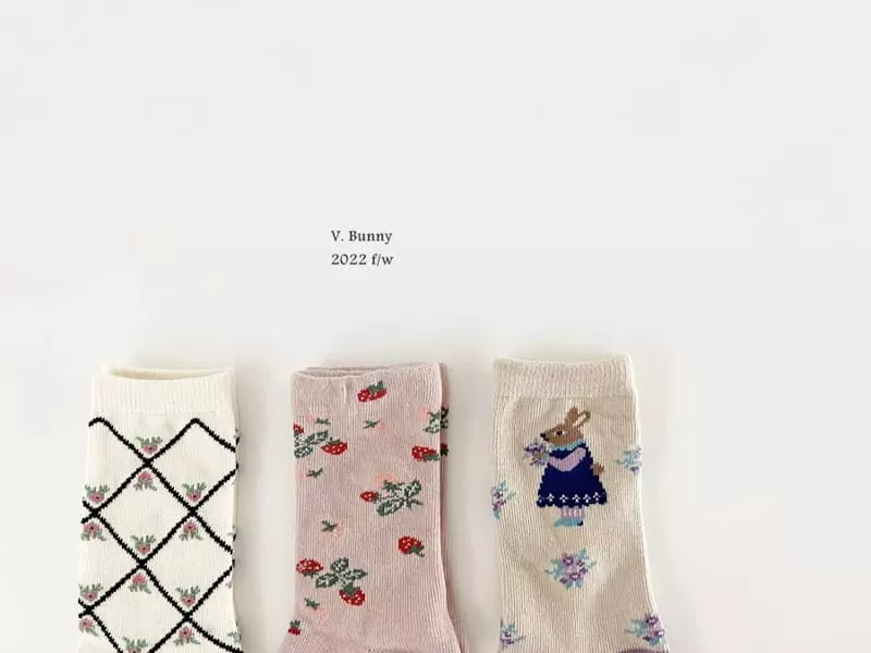 V Bunny - Korean Children Fashion - #kidsstore - Square Rabit Socks Set