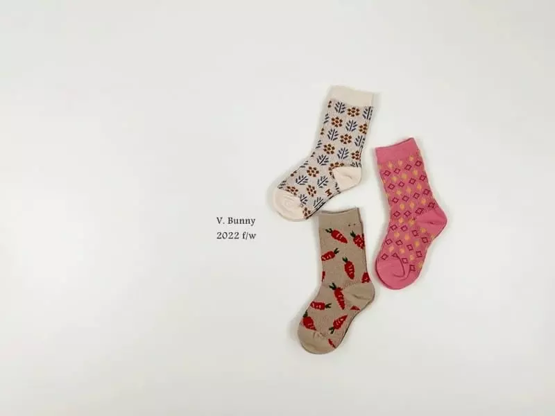 V Bunny - Korean Children Fashion - #kidsstore - Carrot Socks Set - 9