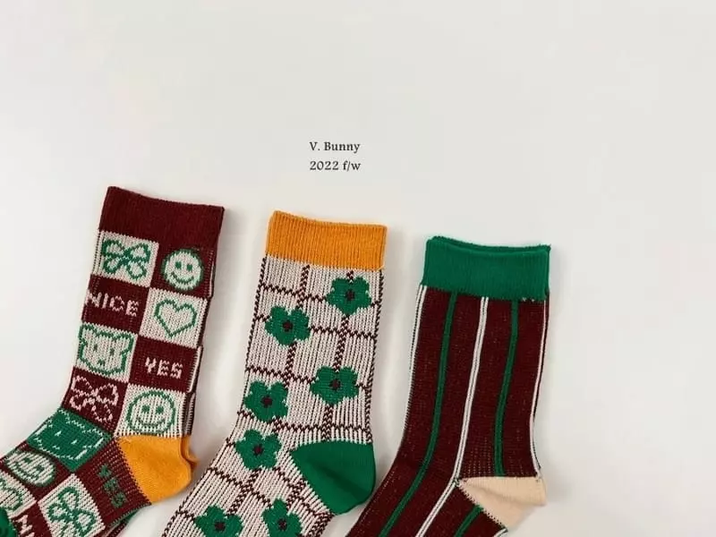 V Bunny - Korean Children Fashion - #kidsstore - Yes Socks Set - 6