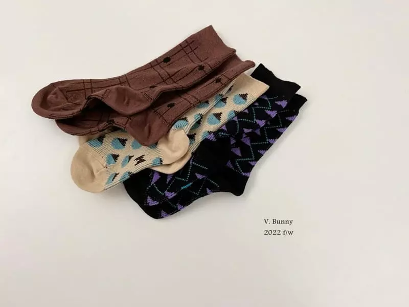 V Bunny - Korean Children Fashion - #kidsstore - Triangle Socks Set - 2